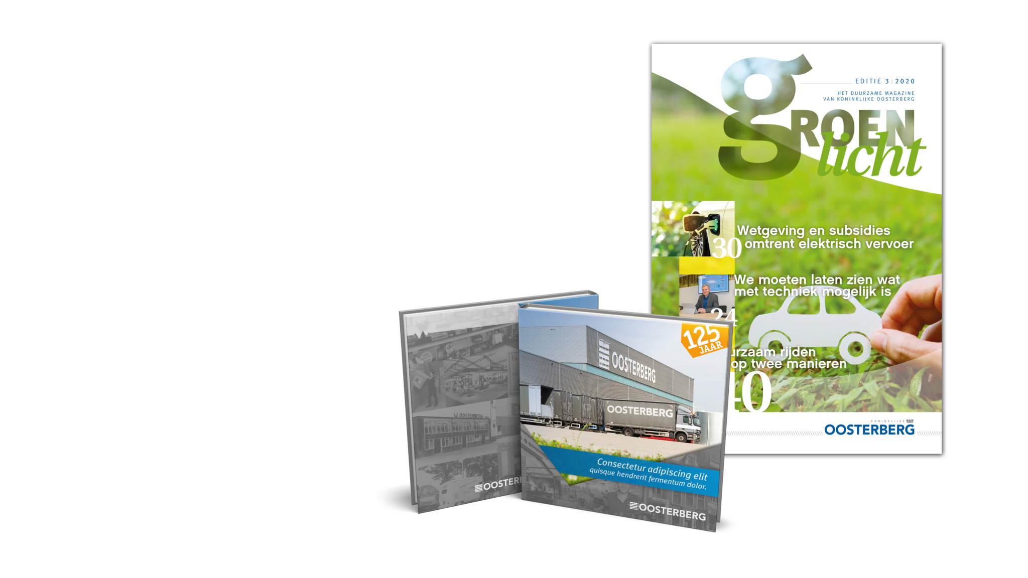 Voor Koninklijke Oosterberg Ontwierp loek & feel het nieuwe Koninklijke logo, maar ook ontwierpen we de website icionen en restyleden we magazine Groen licht, de corporat borchure en periodiek productmagazine Elektro & zo